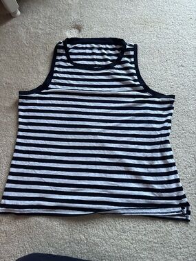 Talbots Black & White Striped Tank Top